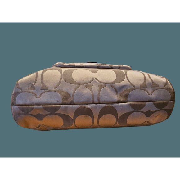 Coach Campbell Signature Belle Carryall Canvas Leather Trim Front Buckle Tote - Picture 9 of 14